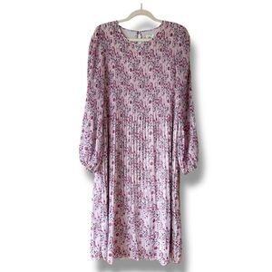 Wilfred Daydreamer Midi Floral Print Dress in Poetic Pink/Bright Rose Size M